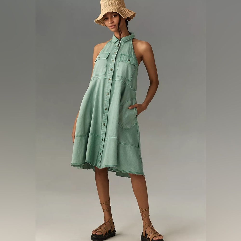 Pilcro Sleeveless Halter Swing Midi Dress